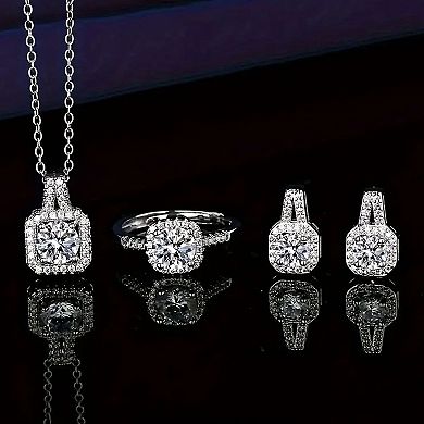Women's Jewelry Set, 3-Piece Set Including Silver Necklace, Earrings, and Ring