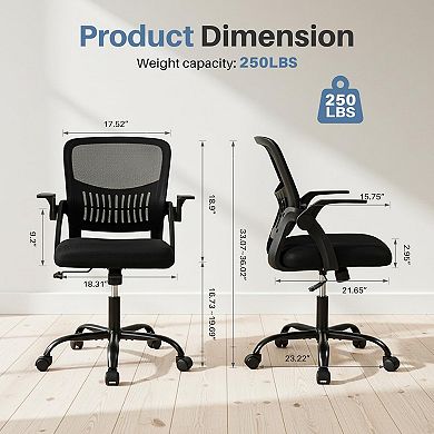 YIORTWO Mid-Back Mesh Office Chair Adjustable Swivel Desk Chair with Lumbar Support Home Office
