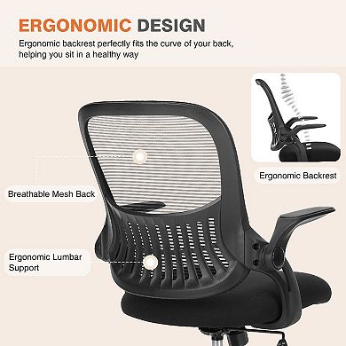 YIORTWO Mid-Back Mesh Office Chair Adjustable Swivel Desk Chair with Lumbar Support Home Office