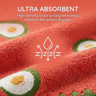 2 Pack Absorbent Quick Dry Hand Towels Cute Fruit Embroidered Decorative Bathroom Towels 13" x 29"