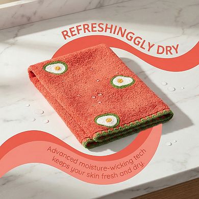 2 Pack Absorbent Quick Dry Hand Towels Cute Fruit Embroidered Decorative Bathroom Towels 13" x 29"