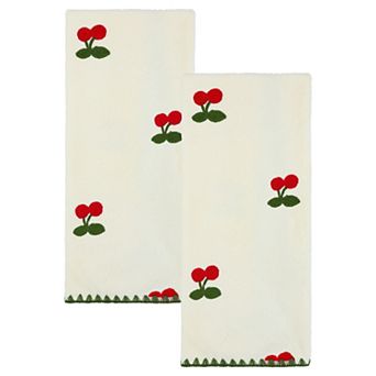 2 Pack Absorbent Quick Dry Hand Towels Cute Fruit Embroidered Decorative Bathroom Towels 13" x 29"