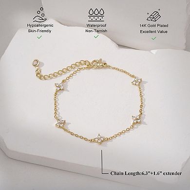 Clover CZ Bracelet, Lucky Hypoallergenic Gift