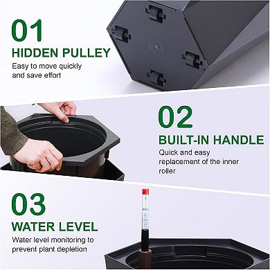 22.5" Tall Planter Set of 2, with Built-in Drainage and Water Level Gauge