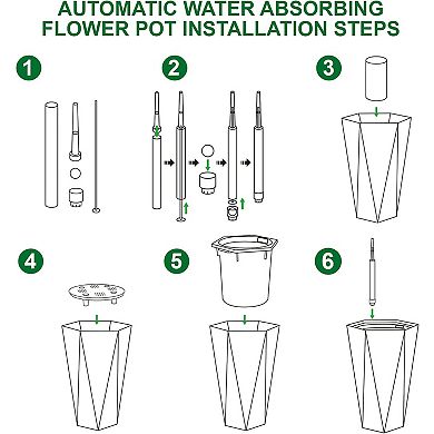22.5" Tall Planter Set of 2, with Built-in Drainage and Water Level Gauge