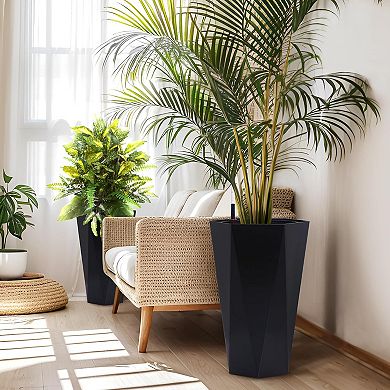22.5" Tall Planter Set of 2, with Built-in Drainage and Water Level Gauge