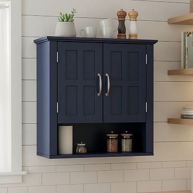 KWPZQEB Multi -functional Wall Mounted Bathroom Cabinet with 2 Doors & Open Shelf