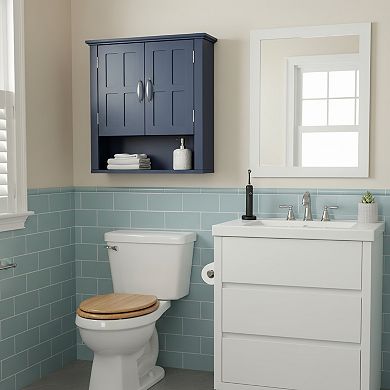 KWPZQEB Multi -functional Wall Mounted Bathroom Cabinet with 2 Doors & Open Shelf