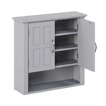 KWPZQEB Multi -functional Wall Mounted Bathroom Cabinet with 2 Doors & Open Shelf
