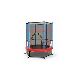 Kids Trampoline With Enclosure Net And 30 Tension Ropes For Indoor Outdoor Play