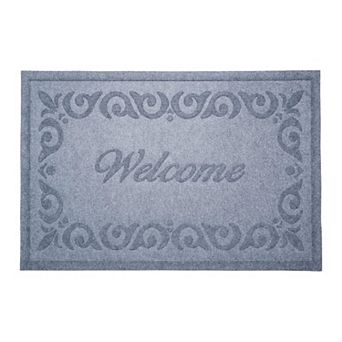 HomeRoots 18" X 30" Gray Scrollwork Border Welcome Outdoor Polypropylene Door Mat