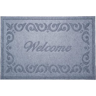 HomeRoots 18" X 30" Gray Scrollwork Border Welcome Outdoor Polypropylene Door Mat