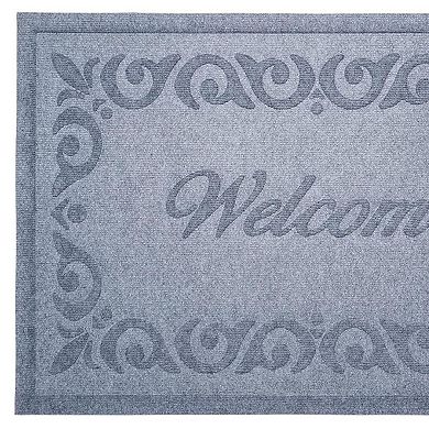 HomeRoots 18" X 30" Gray Scrollwork Border Welcome Outdoor Polypropylene Door Mat