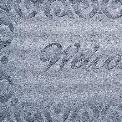 HomeRoots 18" X 30" Gray Scrollwork Border Welcome Outdoor Polypropylene Door Mat