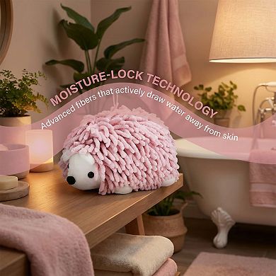 1 Pack Cute Animal Chenille Hanging Hand Towel, Absorbent Soft Bathroom Towel for Kitchen 6" x 10"