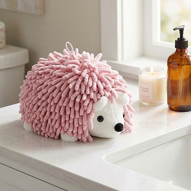 1 Pack Cute Animal Chenille Hanging Hand Towel, Absorbent Soft Bathroom Towel for Kitchen 6" x 10"