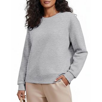 Pinspark Women's Soft Crewneck Sweatshirt Long Sleeve Lightweight Loose Fit Side Slit Fall Top