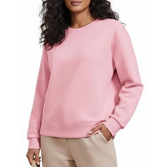 Pinspark Women's Soft Crewneck Sweatshirt Long Sleeve Lightweight Loose Fit Side Slit Fall Top