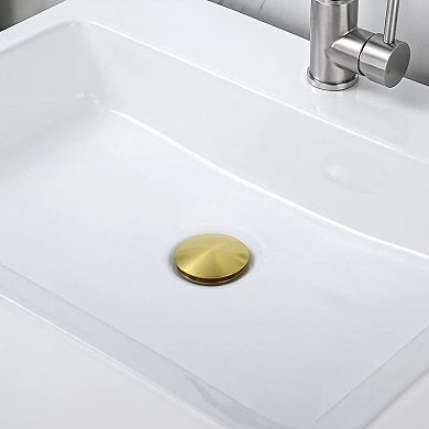 Pop-Up Sink Drain with Press-to-Open Stopper for Bathroom, Kitchen, Laundry