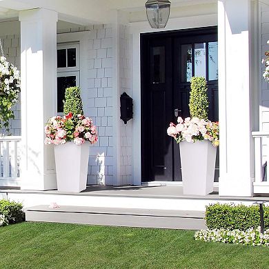 30 Inch Outdoor Planter, Large Set of 2, Tapered Design Built-in Drainage