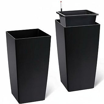 30 Inch Outdoor Planter, Large Set of 2, Tapered Design Built-in Drainage