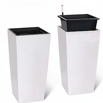 30 Inch Outdoor Planter, Large Set of 2, Tapered Design Built-in Drainage