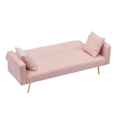 Heybly 71.7 Inch Convertible Sofa Bed with Adjustable Backrest and Center Table Fabric with Pillows