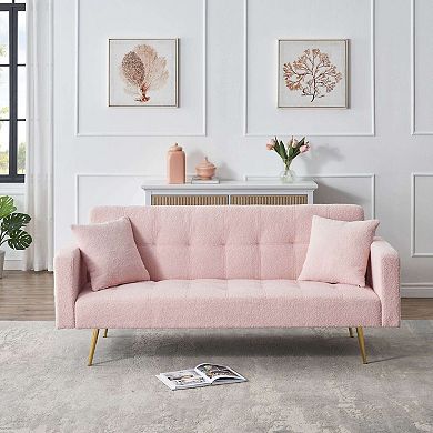Heybly 71.7 Inch Convertible Sofa Bed with Adjustable Backrest and Center Table Fabric with Pillows