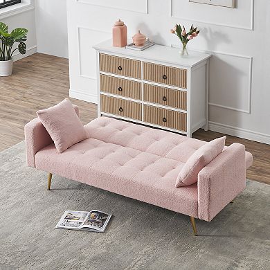 Heybly 71.7 Inch Convertible Sofa Bed with Adjustable Backrest and Center Table Fabric with Pillows
