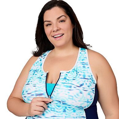Free Country Women's Plus Size Mesh Racerback Tankini Top