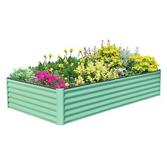 6 x 3 x 1.5 ft. Galvanized Steel Raised Garden Bed, Large Outdoor Metal Planter Box in Green