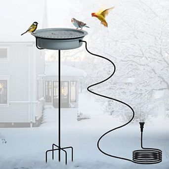 Heated Bird Bath Outdoor Pedestal Electric Water Bowl Automatic Deicer for Garden Winter 1 pc