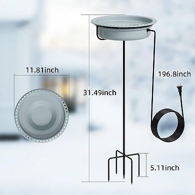 Heated Bird Bath Outdoor Pedestal Electric Water Bowl Automatic Deicer for Garden Winter 1 Piece