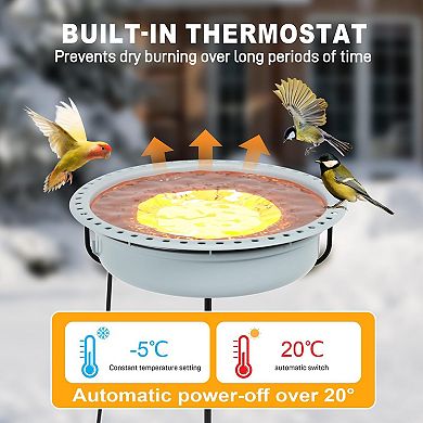 Heated Bird Bath Outdoor Pedestal Electric Water Bowl Automatic Deicer for Garden Winter 1 Piece