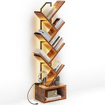 6 tier Narrow LED Lighted Bookshelf: Space-Saving, Sturdy, Stylish for Living/Bedroom/Home Office