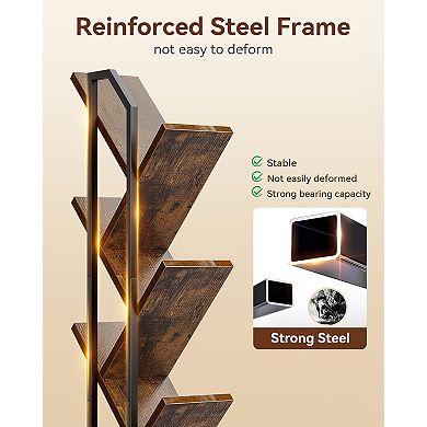 6-Tier Narrow LED Lighted Bookshelf: Space-Saving, Sturdy, Stylish for Living/Bedroom/Home Office