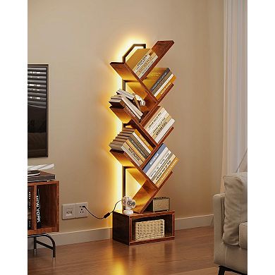 6-Tier Narrow LED Lighted Bookshelf: Space-Saving, Sturdy, Stylish for Living/Bedroom/Home Office