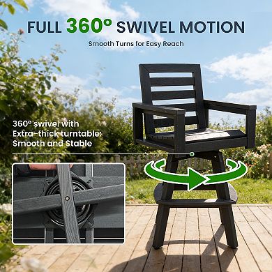 KWPZQEB Outdoor Swivel Bar Stools with Ladderback, Patio Bar Chair