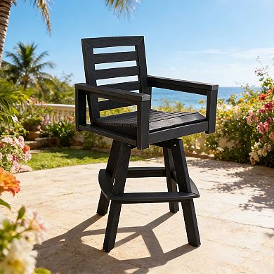 KWPZQEB Outdoor Swivel Bar Stools with Ladderback, Patio Bar Chair