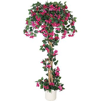 5FT Artificial Bougainvillea Tree in White Pot