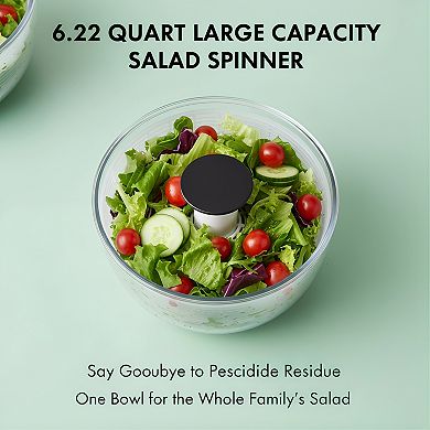 6.22-Quart Salad Spinner with Strainer, Multi-Purpose Fruit Vegetable Washer