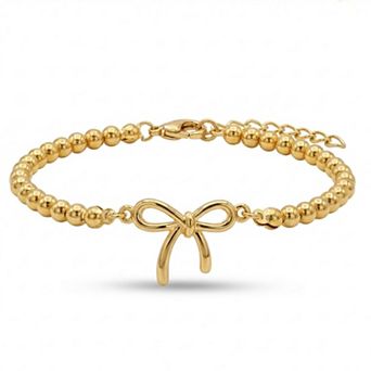 Golden Bow Bead Bracelet, Elegant & Ideal Gift
