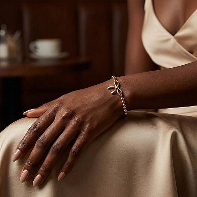 Golden Bow Bead Bracelet, Elegant & Ideal Gift