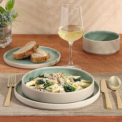 Gibson Elite Liberty Bay 16-Piece Pottery Clay Stoneware Reactive Glaze Dinnerware Set