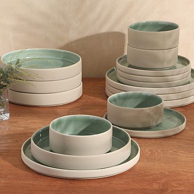 Gibson Elite Liberty Bay 16-Piece Pottery Clay Stoneware Reactive Glaze Dinnerware Set