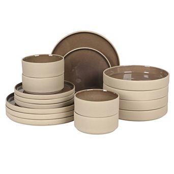 Gibson Elite Liberty Bay 16 pc Pottery Clay Stoneware Reactive Glaze Dinnerware Set