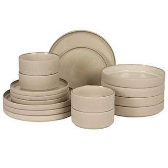 Gibson Elite Liberty Bay 16 pc Pottery Clay Stoneware Reactive Glaze Dinnerware Set