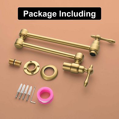 Wall Mounted Double Handle 1.8 GPM Pot Filler with 2 Built-in Ceramic Cartridge