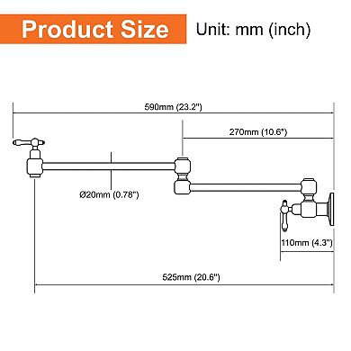 Wall Mounted Double Handle 1.8 GPM Pot Filler with 2 Built-in Ceramic Cartridge