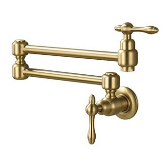 Wall Mounted Double Handle 1.8 GPM Pot Filler with 2 Built-in Ceramic Cartridge